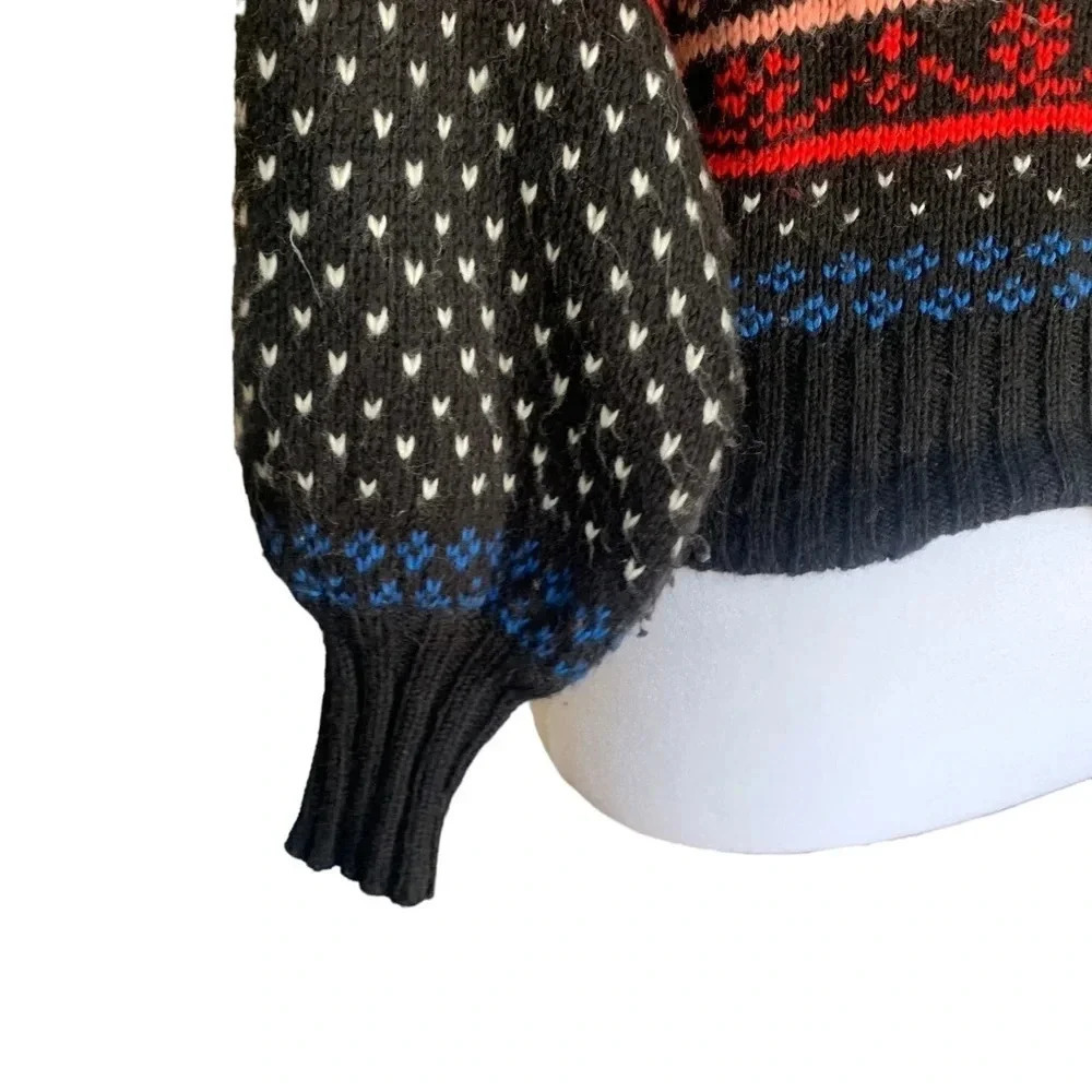 AMERICAN Eagle Rainbow Nordic Fair Isle Balloon Sleeve Sweater Women’s XS - Picture 5 of 5